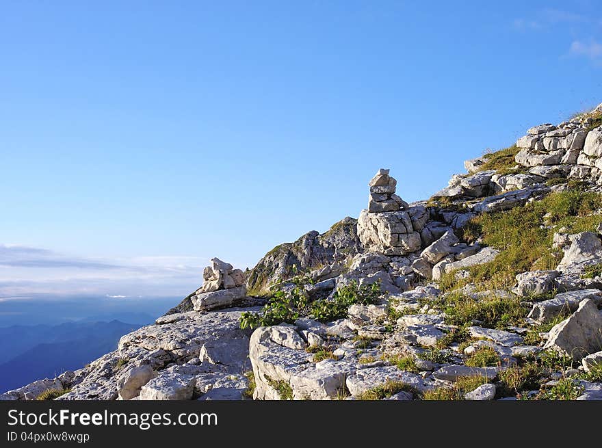 Early morning high in the mountains in summer near the Sochi