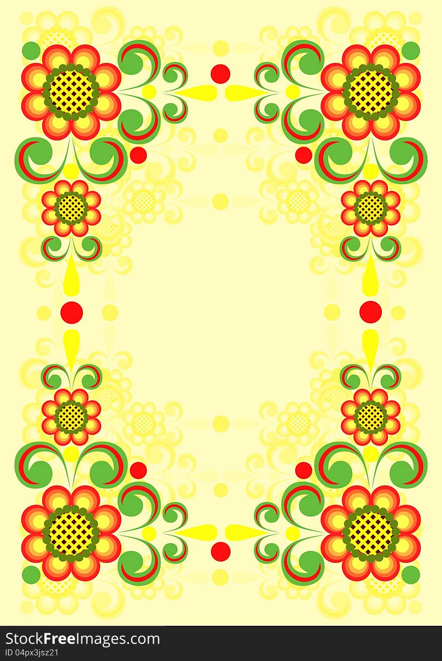 Illustration of abstract floral frame with background