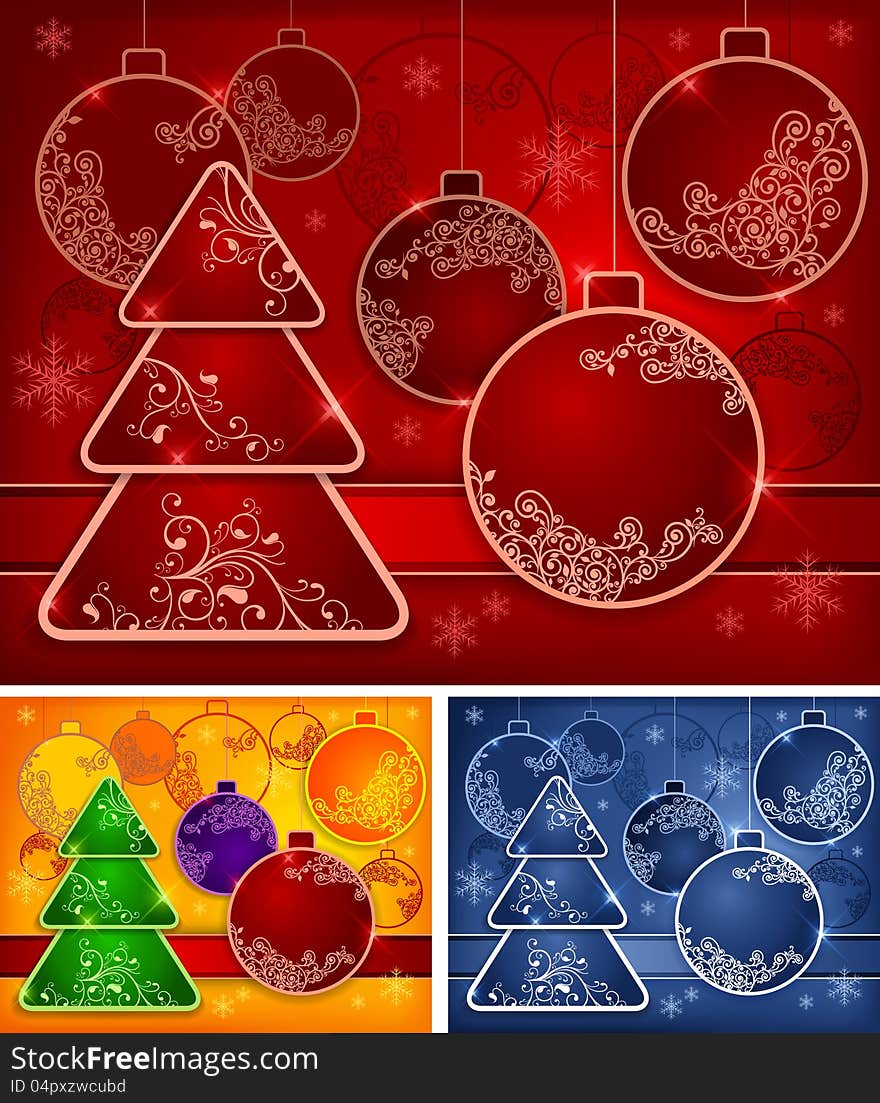 Background With Baubles And Tree