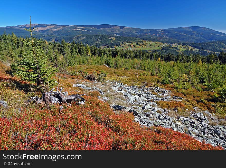 Landscape in mountains Krkonose near of the hill Zaly. Landscape in mountains Krkonose near of the hill Zaly.