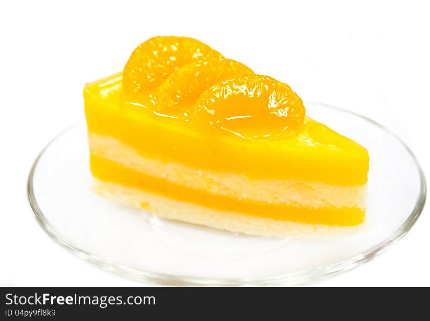 Orange cake on white background