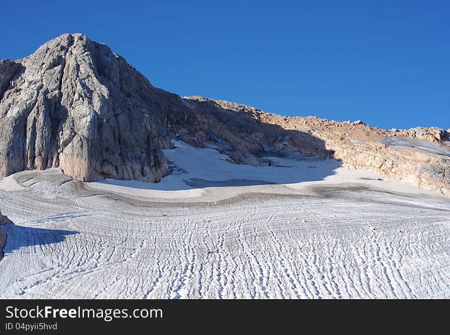 Mountain peak Fisht and glaciers