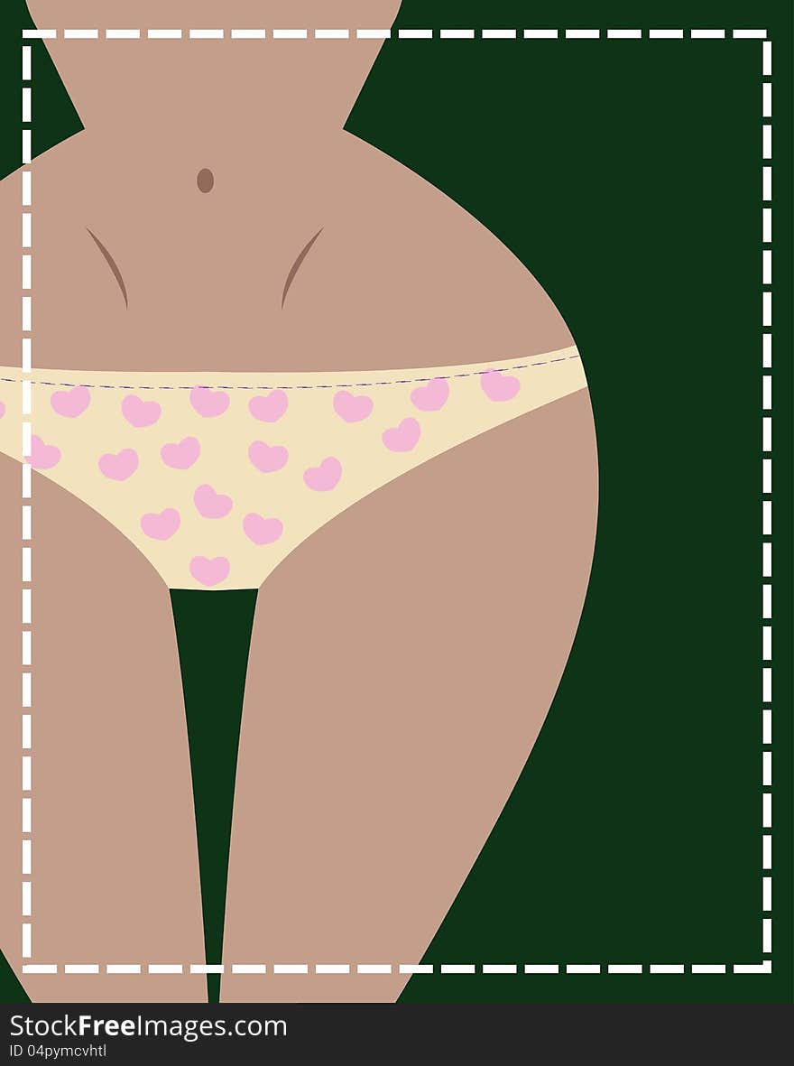 Vector illustration of girl in underwear, front