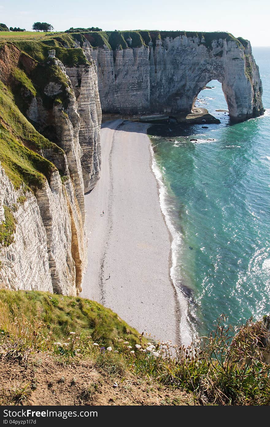 Impressive view of the cliff of the Normandy coast in France. Impressive view of the cliff of the Normandy coast in France