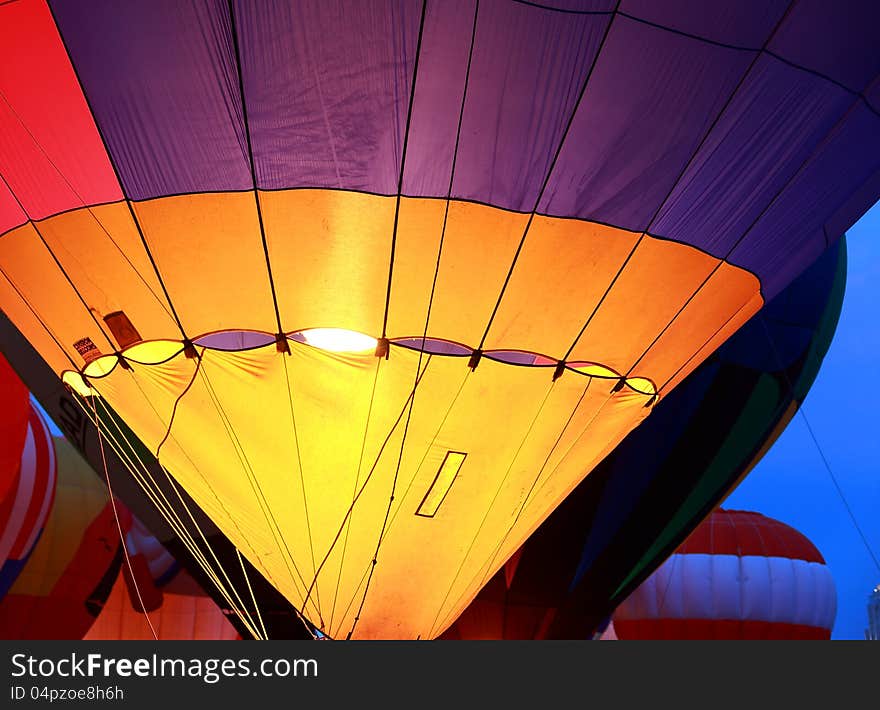 Balloon glow at The Great Forest Park Balloon race in St. Louis. Balloon glow at The Great Forest Park Balloon race in St. Louis