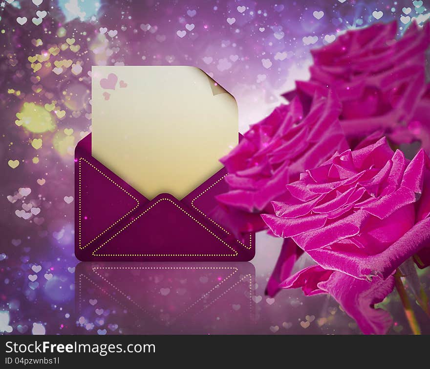 Illustration of roses and love letter background. Illustration of roses and love letter background.