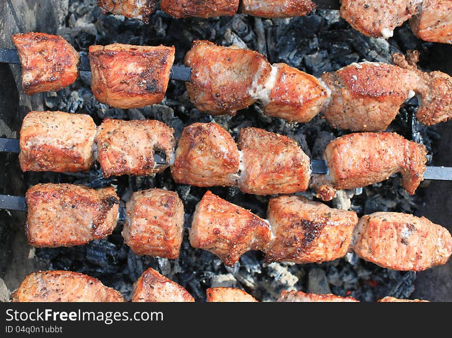 Tasty delicious fried meat closeup