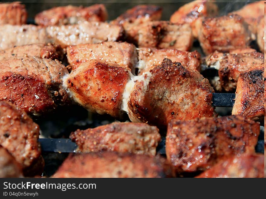 Tasty delicious fried meat closeup