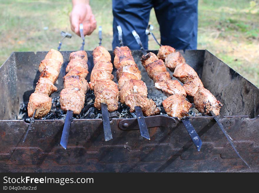 Tasty delicious fried meat on the grill. Tasty delicious fried meat on the grill