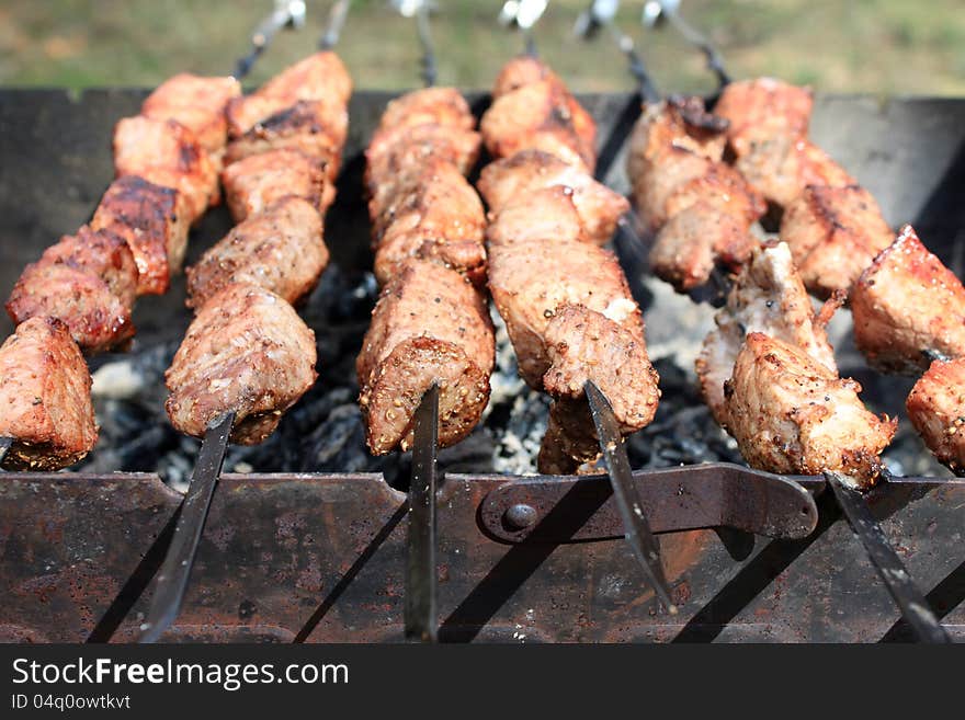 Tasty delicious fried meat closeup