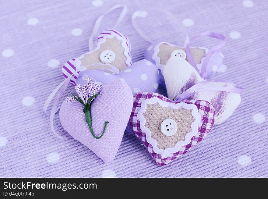 Decorative Lavender Hearts On Lavender Background