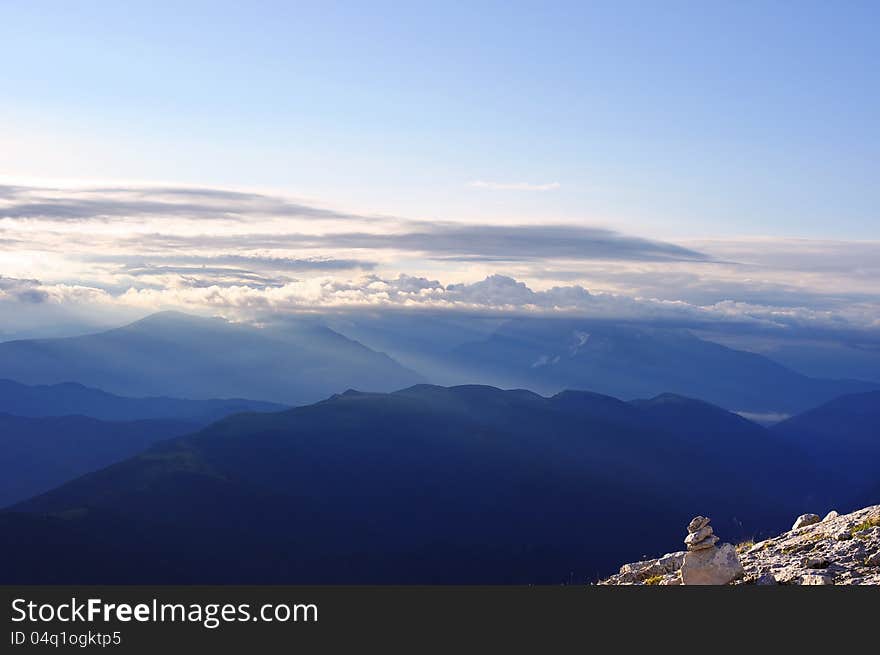 Sunrise in the mountains near Sochi