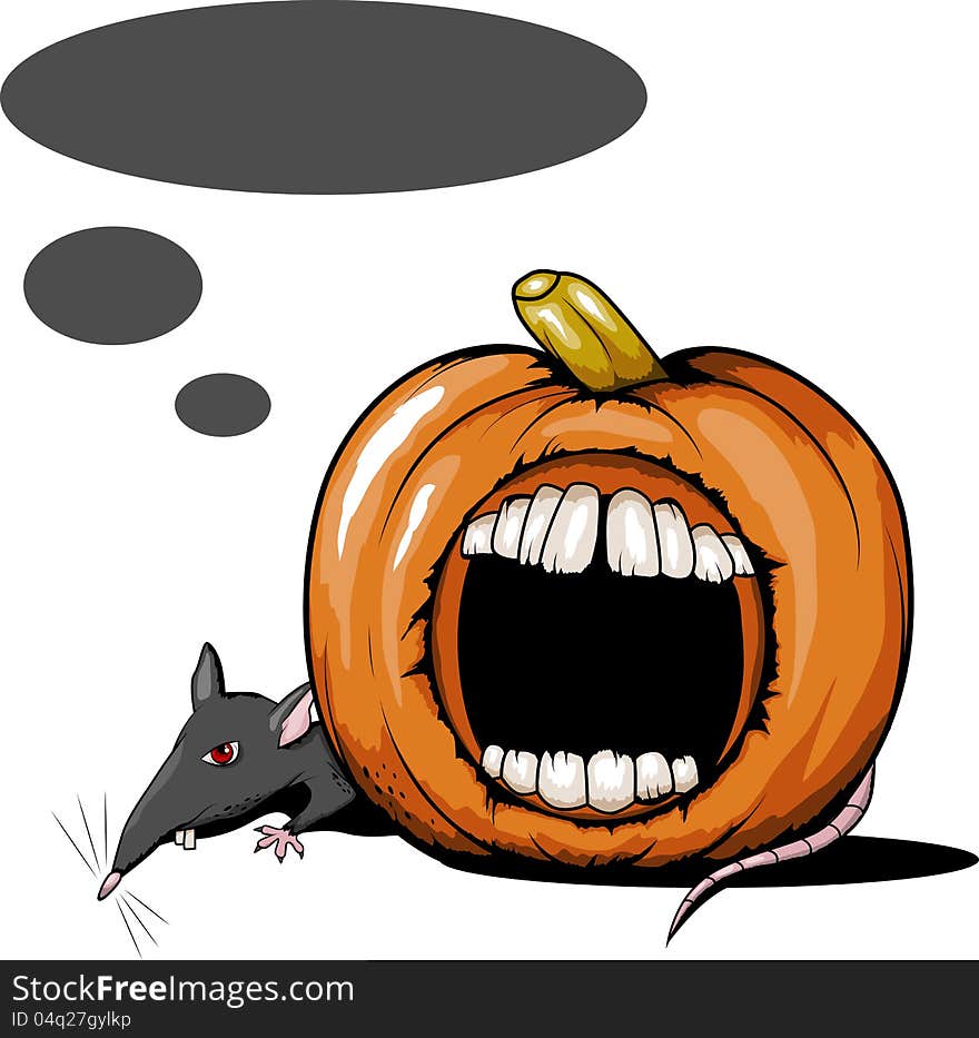 Vector illustration with spooky halloween pumpkin