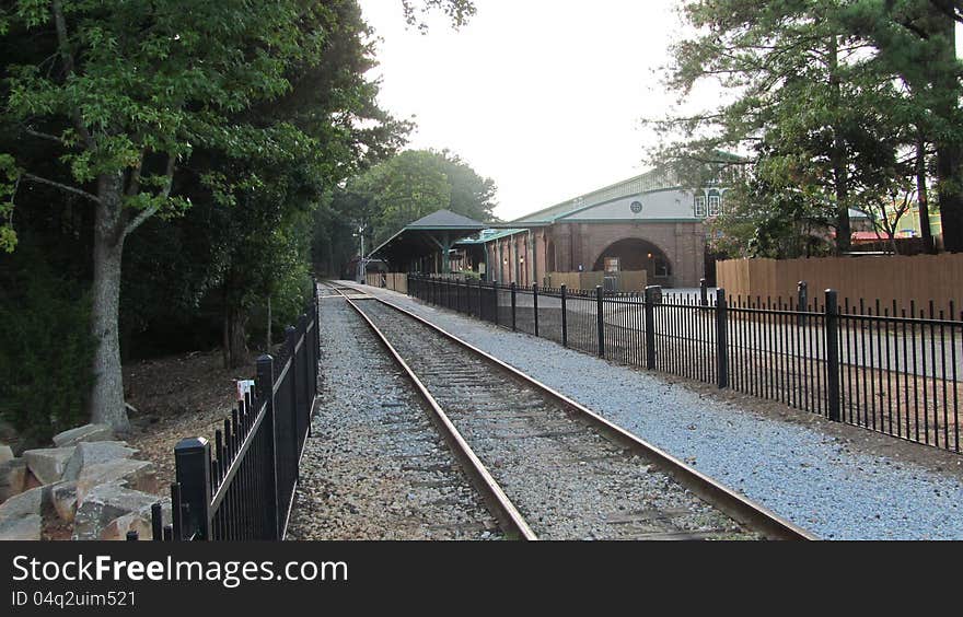 Empty train station in Stone Mountain, Georgia.