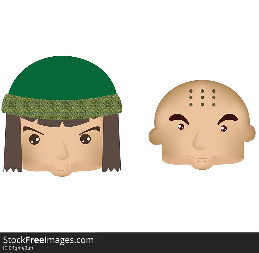 Chinese monk boy and girl mongolian graphic for kids people