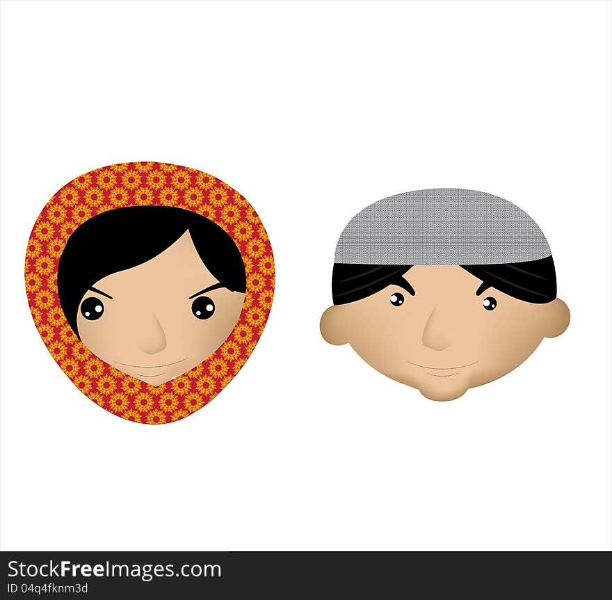 Muslim boy and girl for cute graphic vector muslim and islam