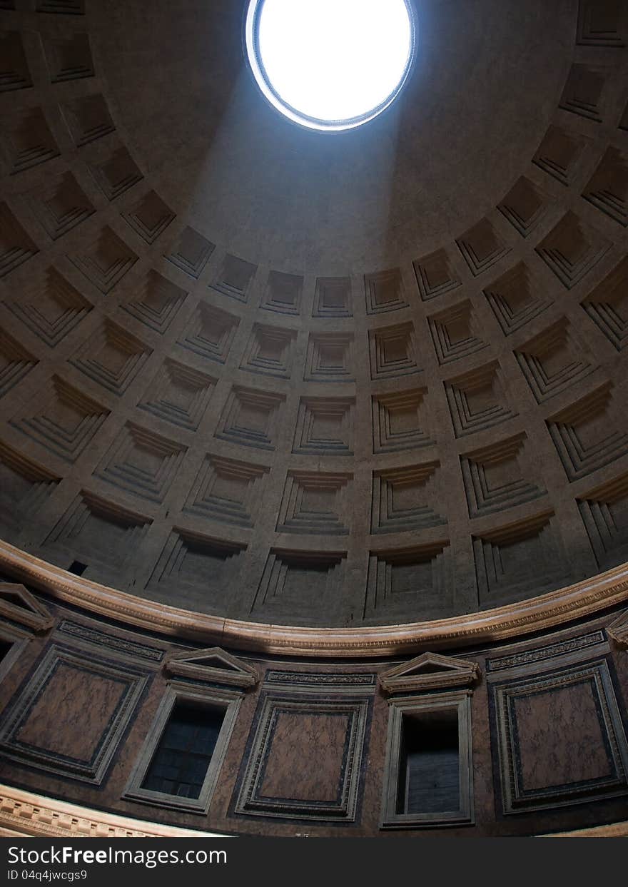 The interior of the Pantheon in Rome. The interior of the Pantheon in Rome