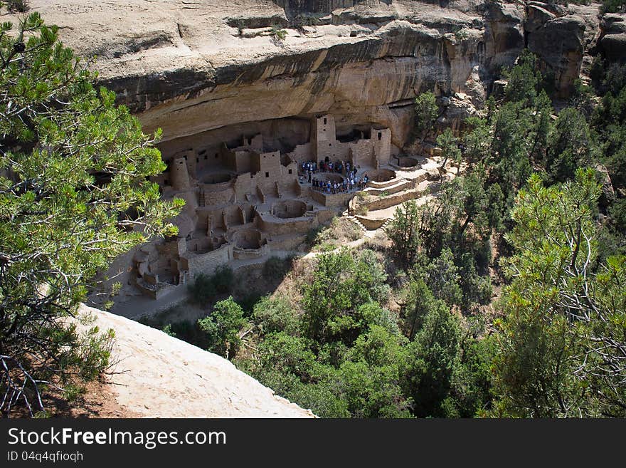 Mesa verde national park,,colorado,USA-august 8,2012:people visit the historic site of cliff palace at mesa verde national park