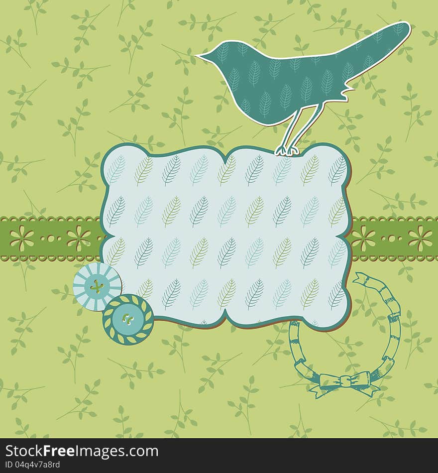 Beautiful Floral Card with Bird