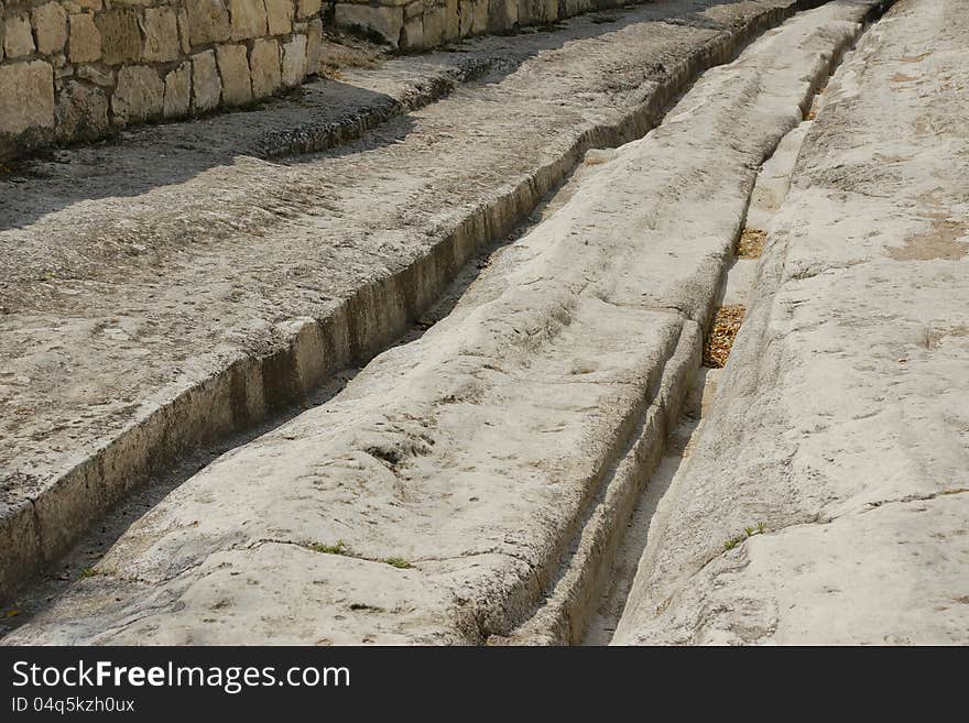 Antique Stone Road Track  In Crimea