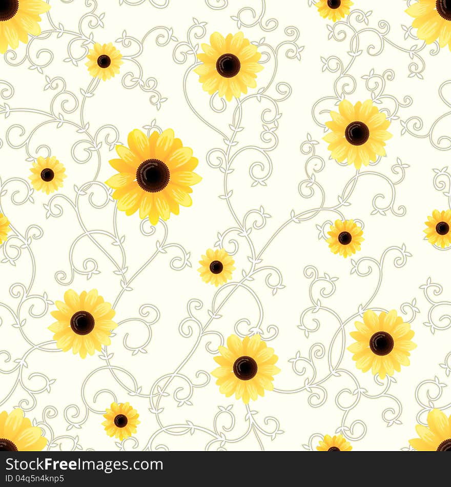 Vector seamless background with flowers. Vector seamless background with flowers