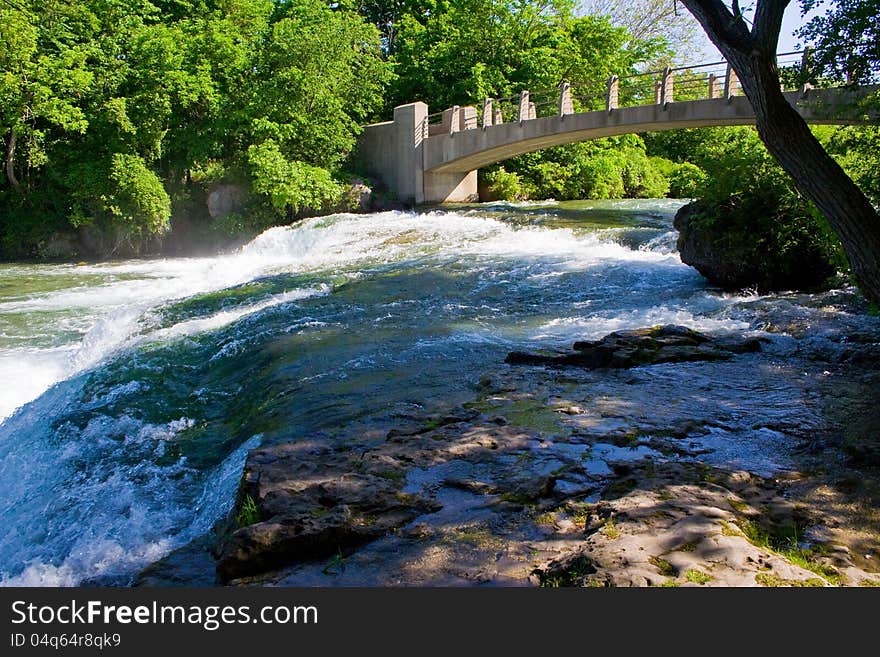 Foot bridge over river