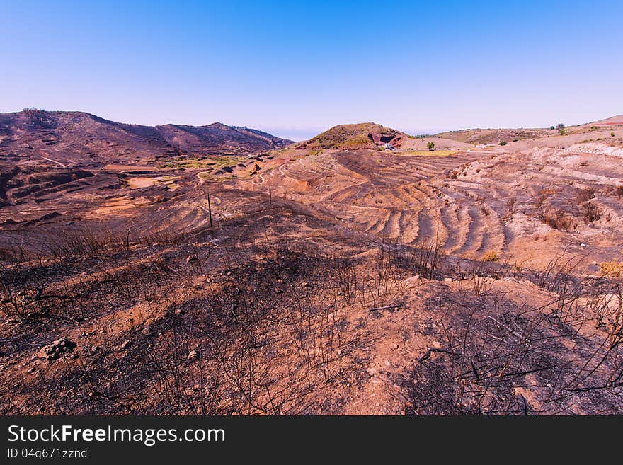 Landscape with the fires in Tenerife. Landscape with the fires in Tenerife