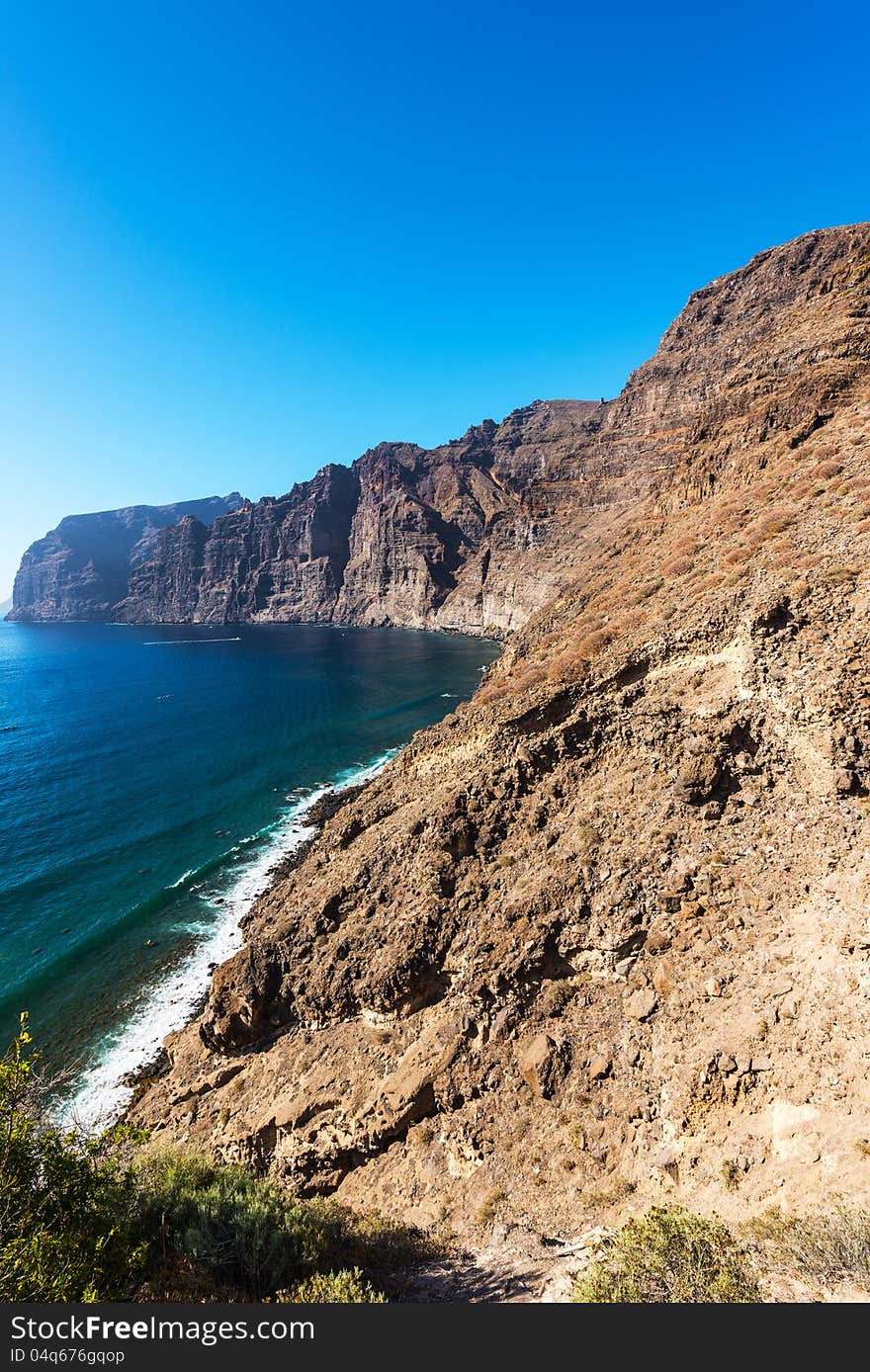 View of Los Gigantes cliffs Spain