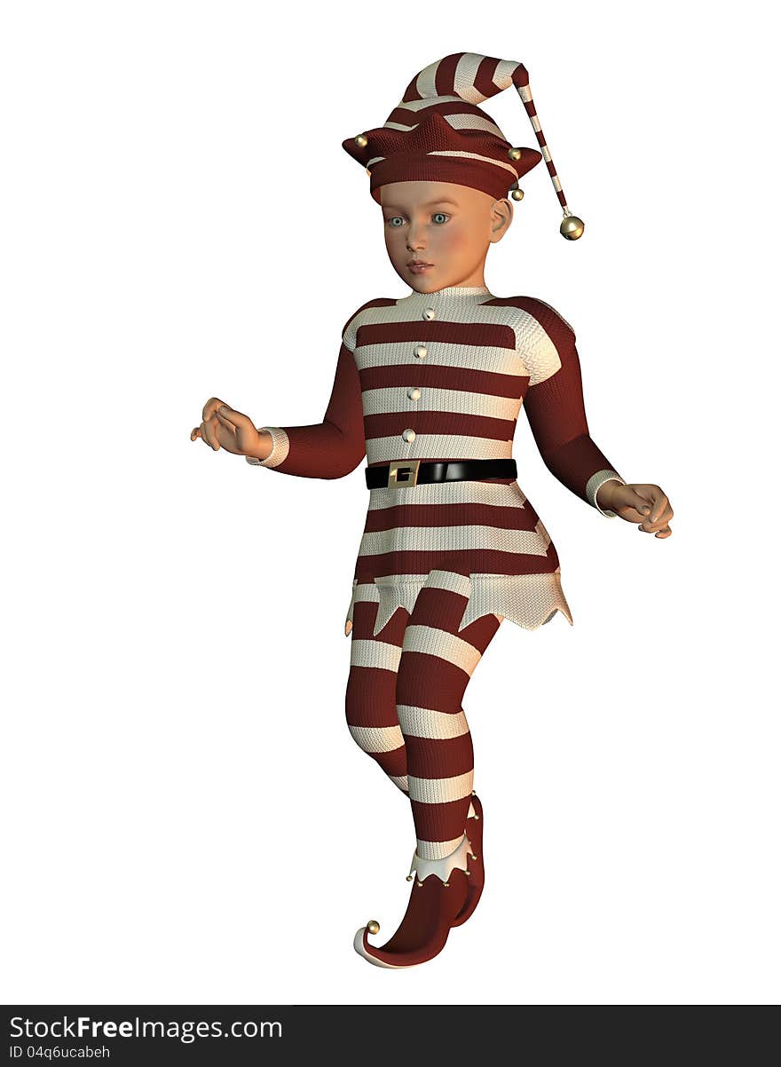 3D Rendering of a little boy as x-mas elf