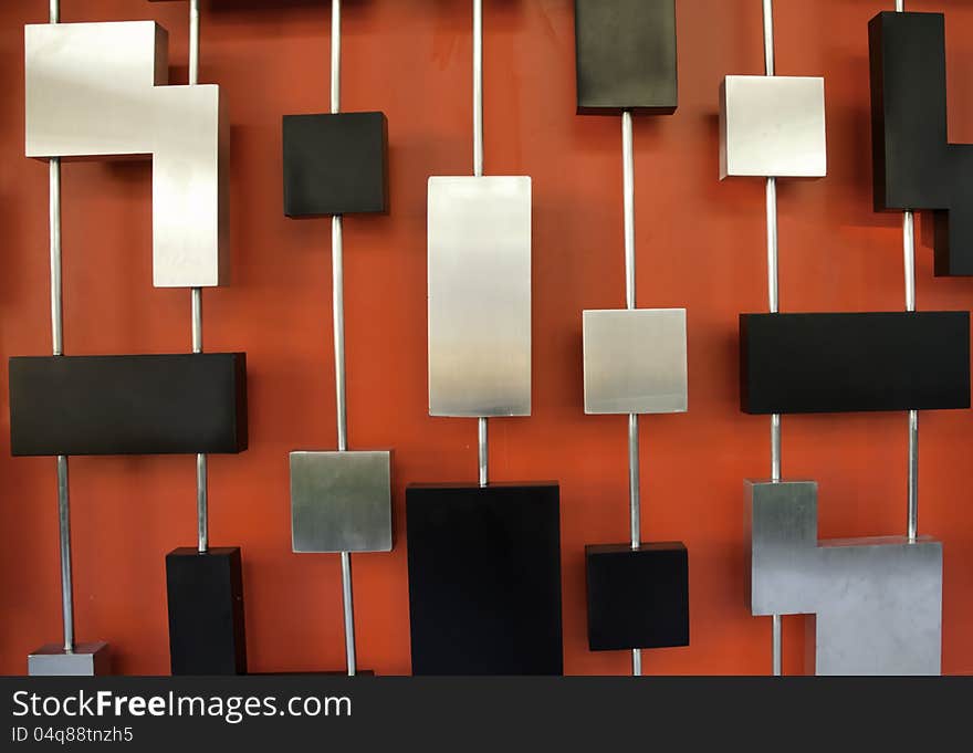 Metal boxes with a red background. Metal boxes with a red background.