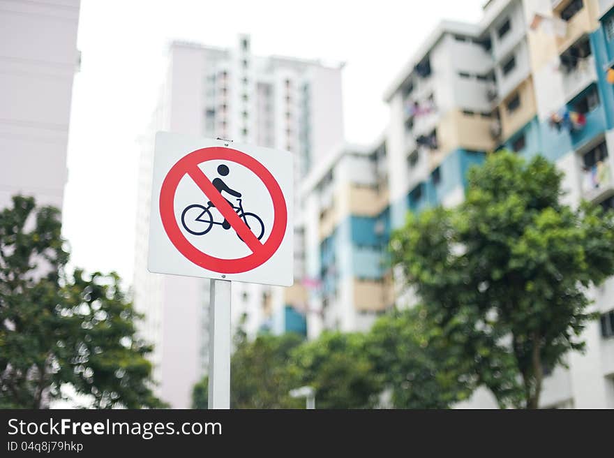 No cycling sign in the housing board estate