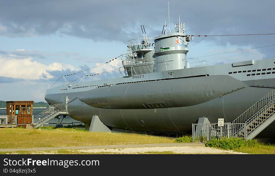 Submarine - monument and memorial of the 2nd World War in city kiel laboe - Germany. Submarine - monument and memorial of the 2nd World War in city kiel laboe - Germany