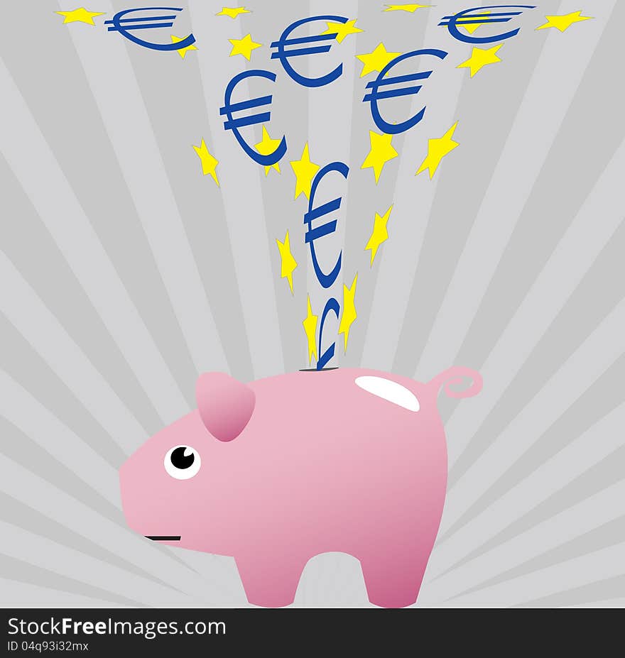 Austerity crisis measures symbolized by euros being sucked into a piggy bank. Austerity crisis measures symbolized by euros being sucked into a piggy bank