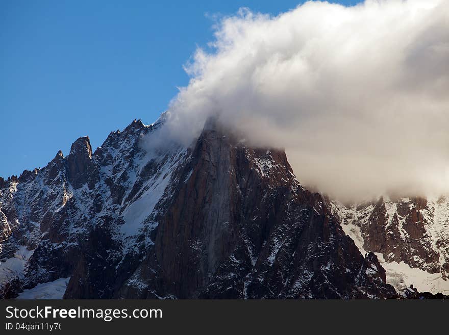 Snow Covered Mountains And Rocky Peaks In The Alps