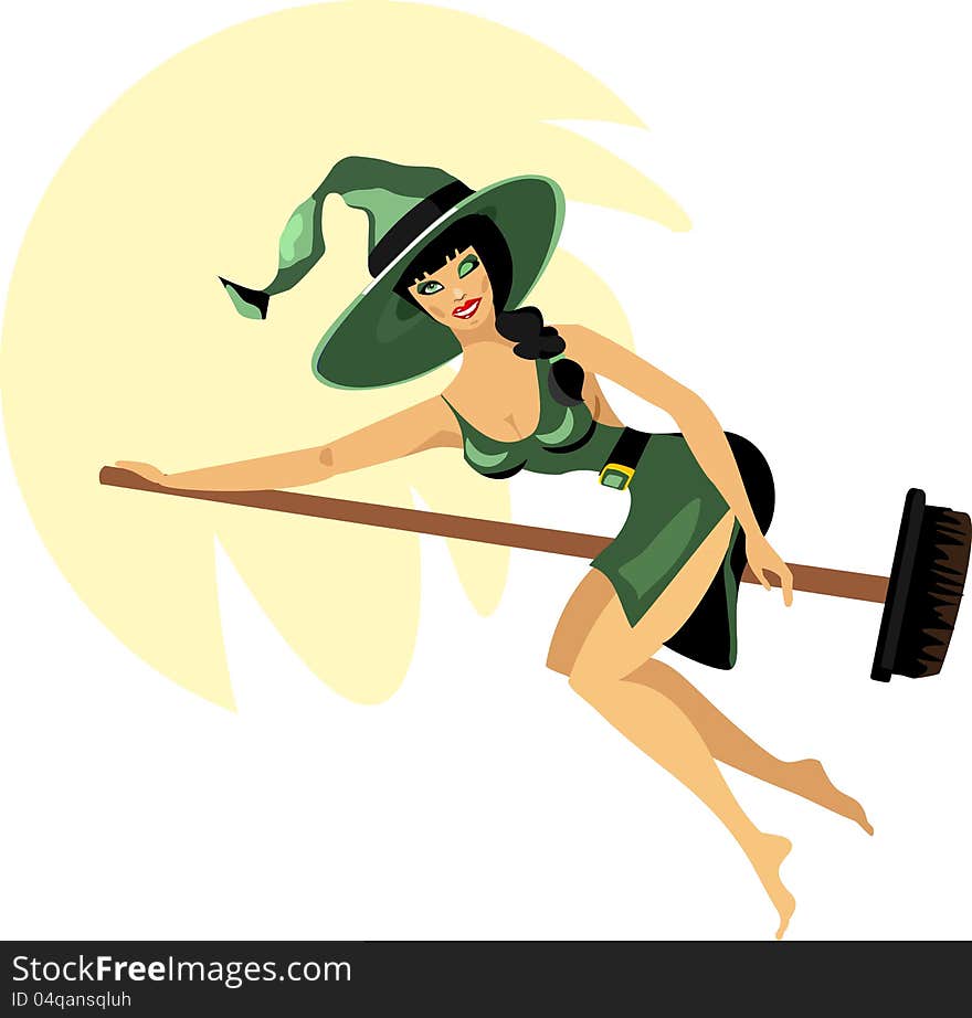 Halloween Witch On A Broom