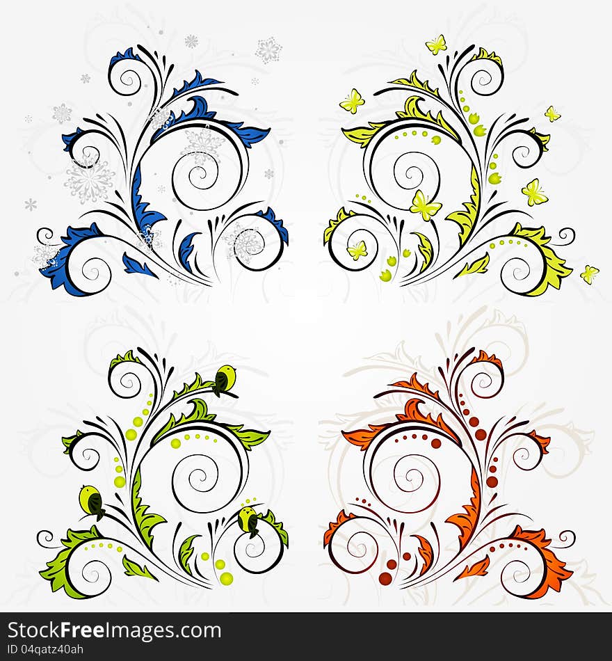 The stylized tree - 4 seasons. The stylized tree - 4 seasons.