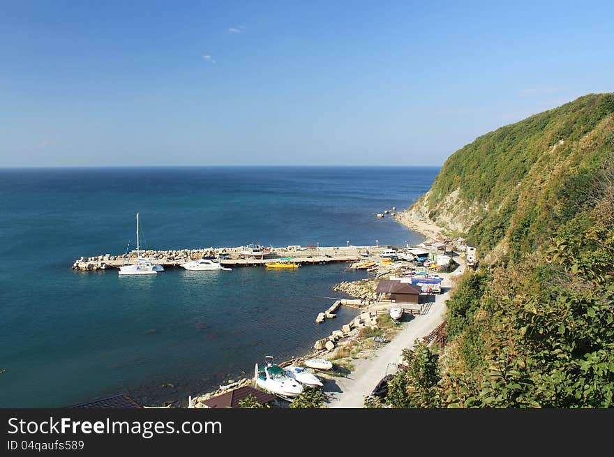 Yacht pier in summer