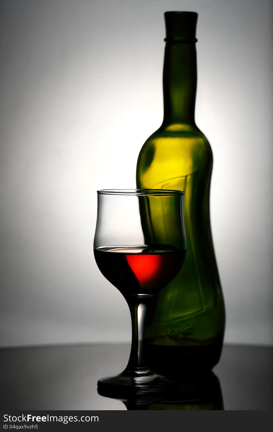 Abstract wine still life over grey background