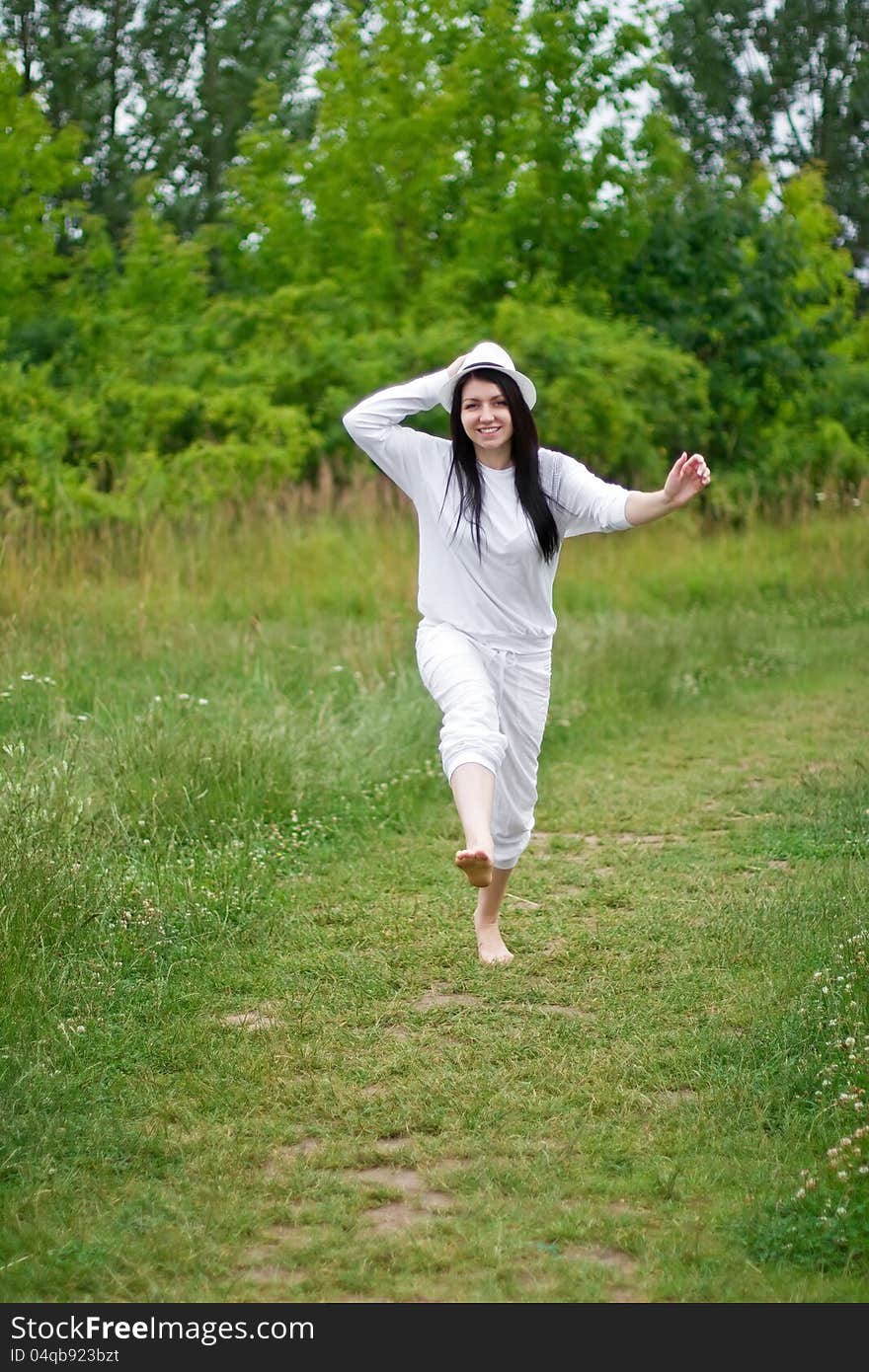 Joyful jumping woman