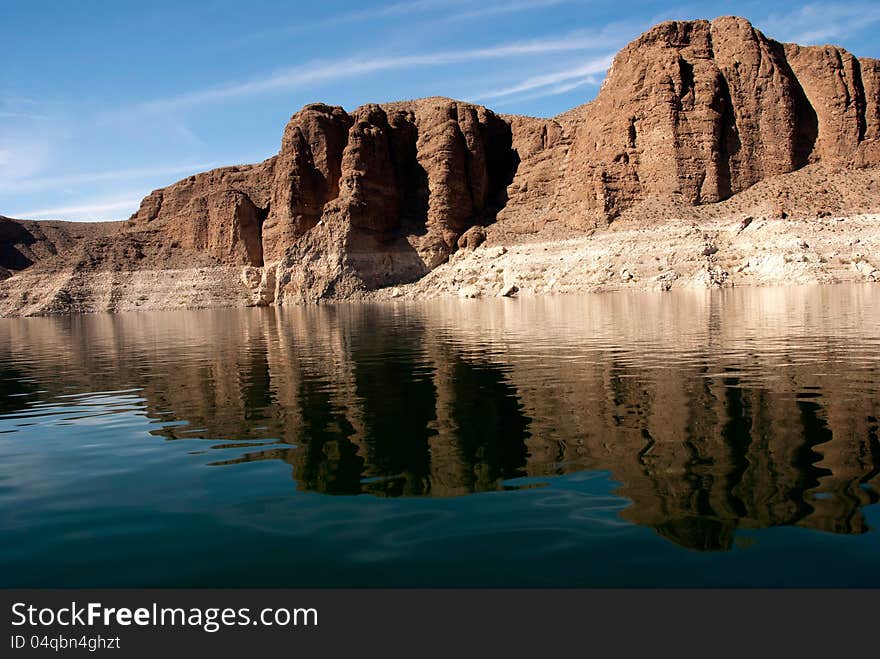 Rock formations as seen from a boat on Lake Mead. Rock formations as seen from a boat on Lake Mead