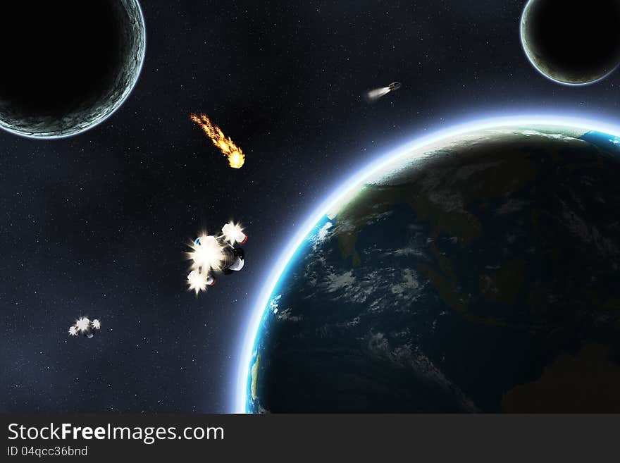 Asteroid falling on Earth