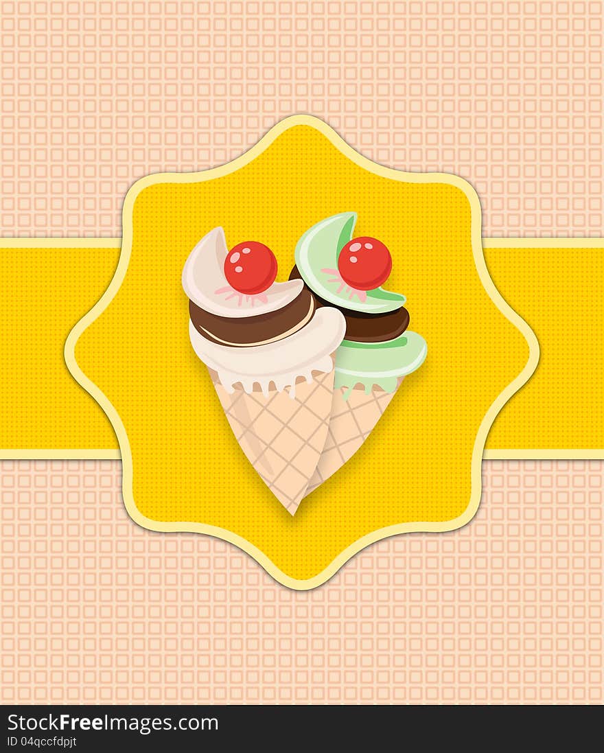 Illustration of cute ice cream card design. Illustration of cute ice cream card design.