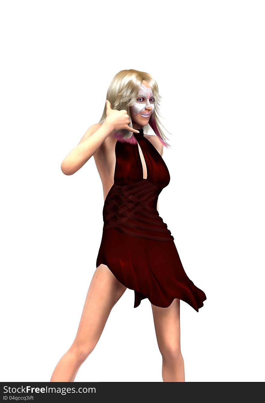 3d digitally rendered image of blond girl danceing. 3d digitally rendered image of blond girl danceing.