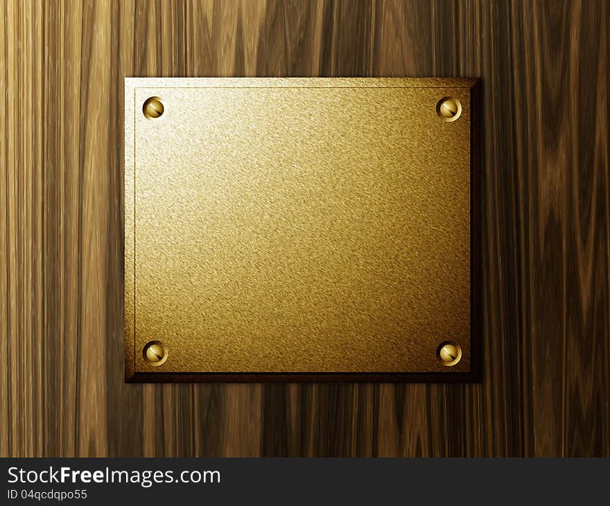 Abstract metal plate on wood background template. Abstract metal plate on wood background template.