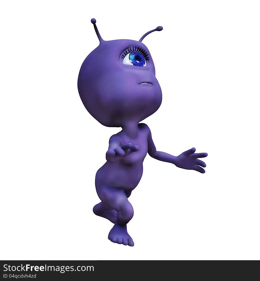 3d rendered illustration of a cute purple monster.