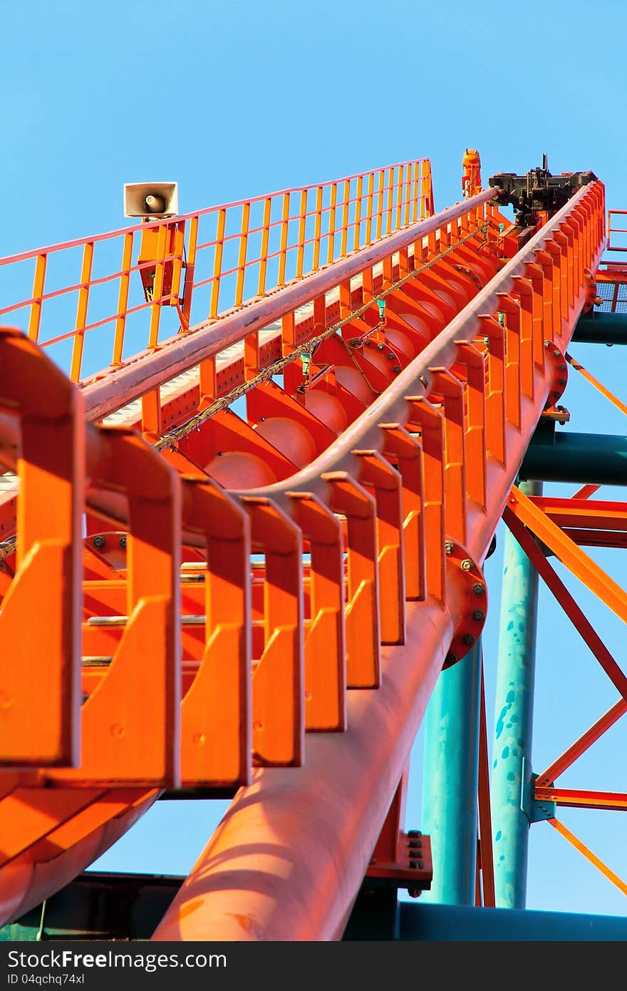 Close up of Roller Coaster Track