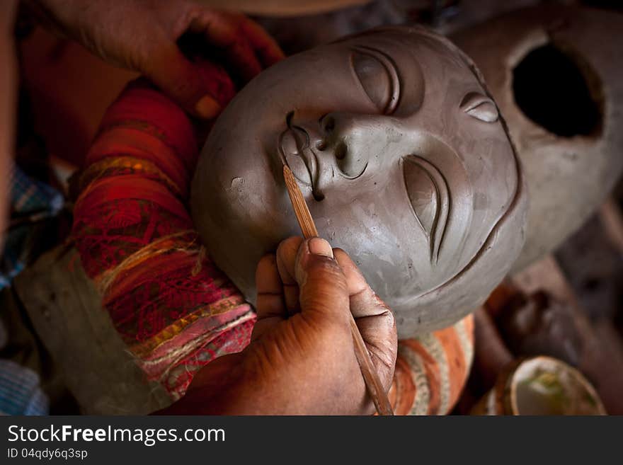 Idol making at Kumortuli Kolkata