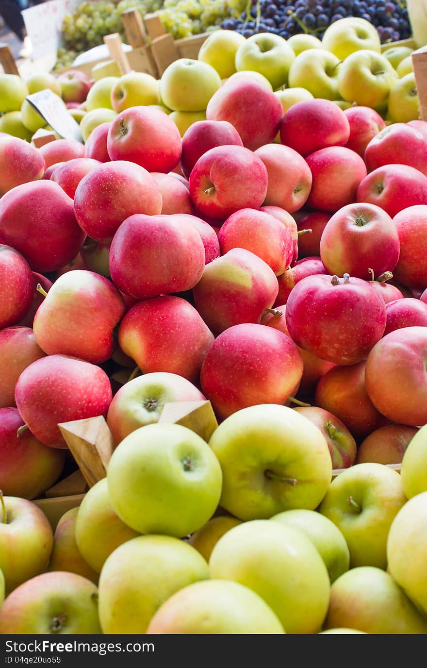 Quality and fresh apple in market stalls. Quality and fresh apple in market stalls