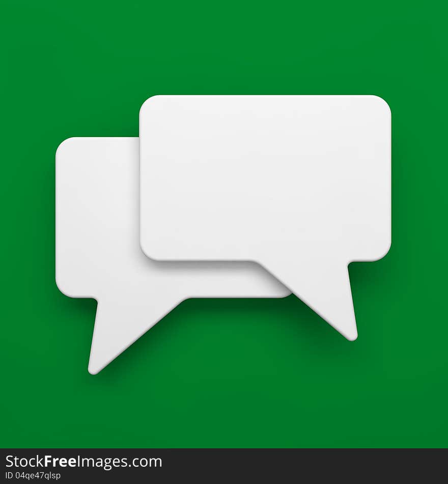 Blank Speech Bubble On Green Background.