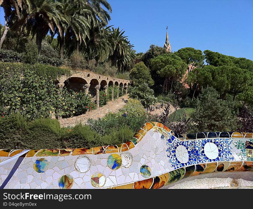 Barcelona. A terrace  in park Guell